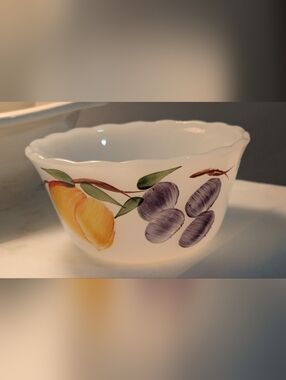 Vintage 50s Anchor Hocking Fire King Fruit Milk Glass Custard Cup